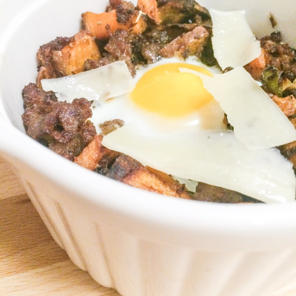 Sweet Potato Hash with Sausage and Eggs by Amanda Macy Hall
