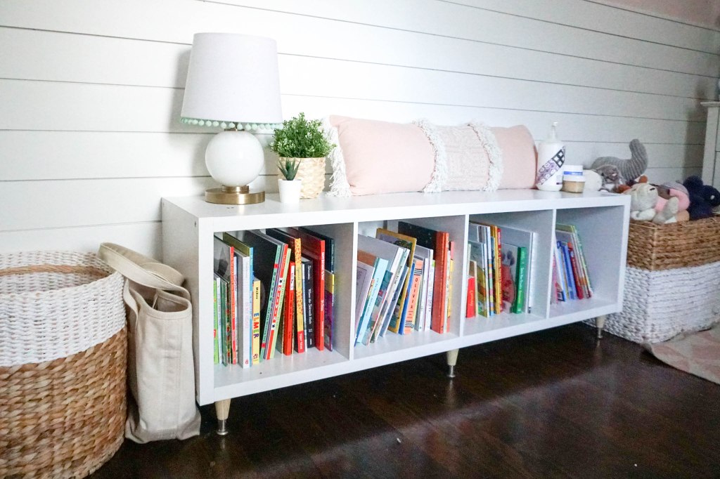 Amanda Macy Hall Toddler Girl Room Organization - book shelf and toy storage