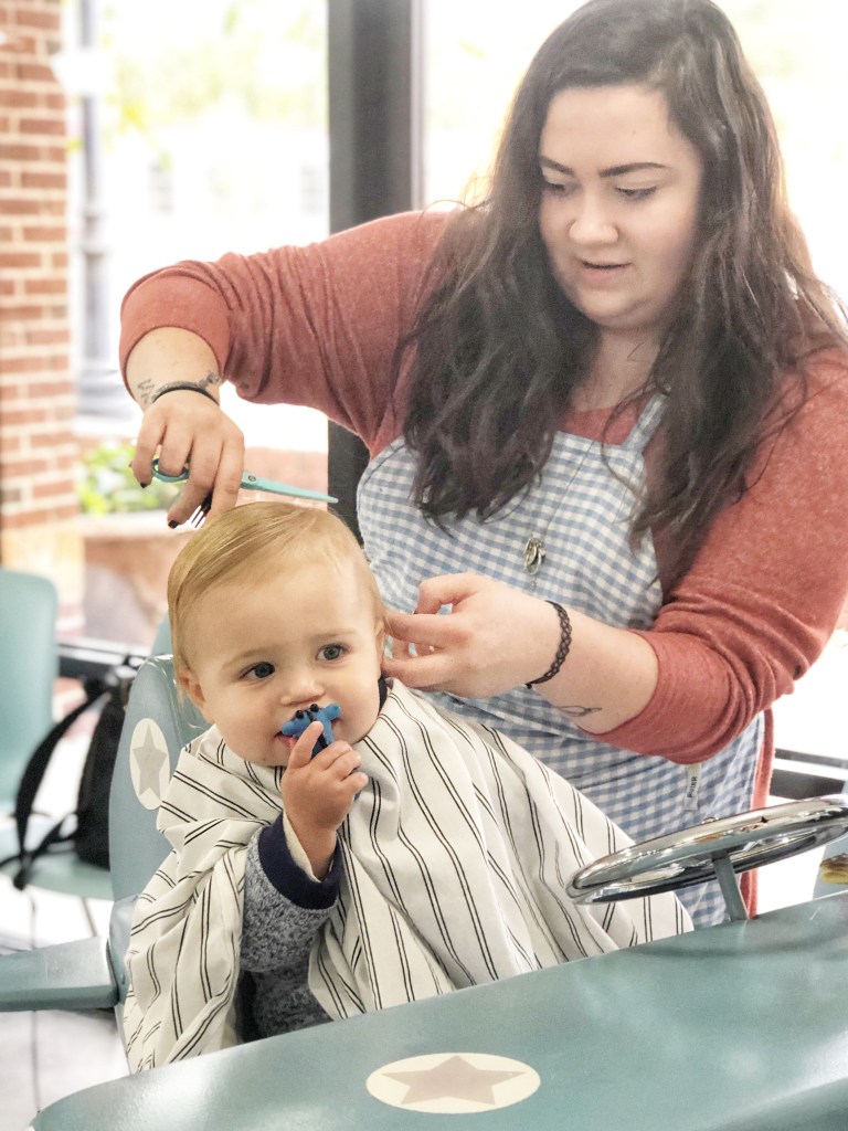Amanda Macy Hall Baby Austin's First Haircut at The Little Blue Jay Atlanta